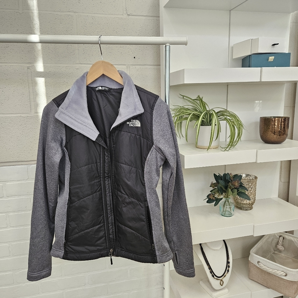 North Face Marled Knit and Quilted Zip Up